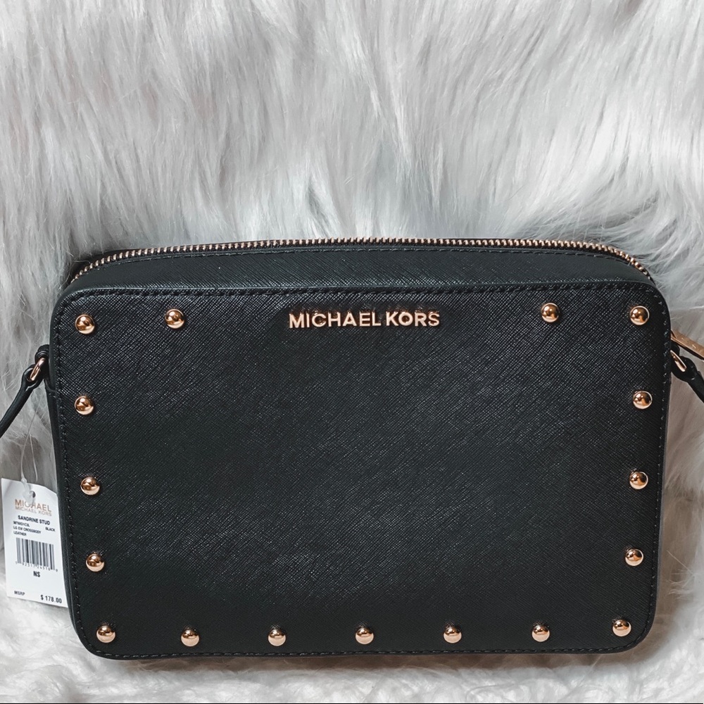 Michael Kors black (studded) crossbody purse. NWT